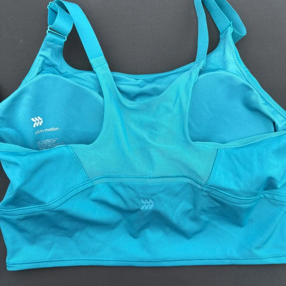 All In Motion Womens Mesh-Back‎ Longline Sports Bra Turquoise Green Size L NEW
